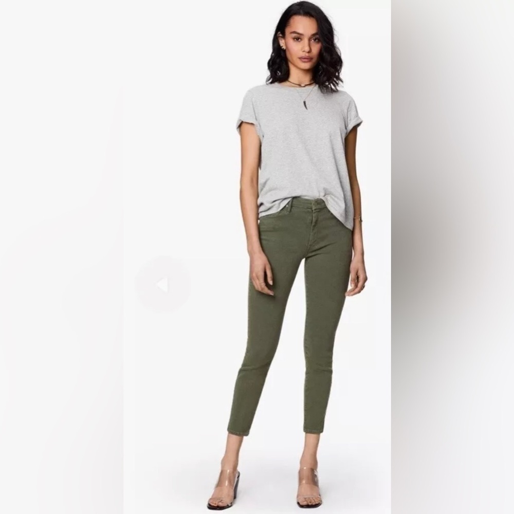 MOTHER Olive Green Ankle Crop Skinny Pants